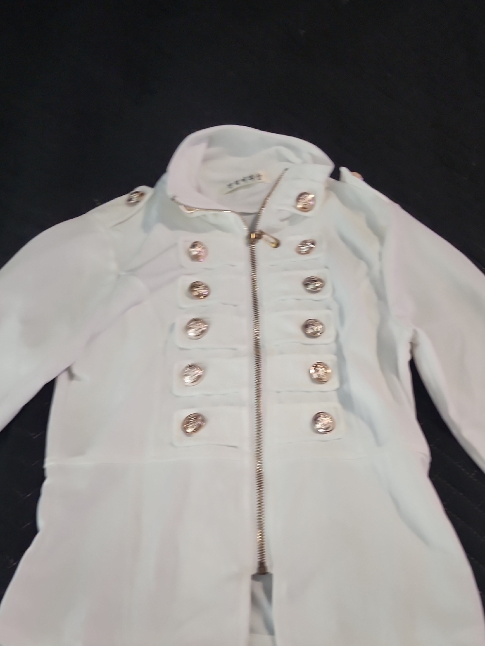 Women’s Military-Style Light Blue Jacket with Decorative Buttons